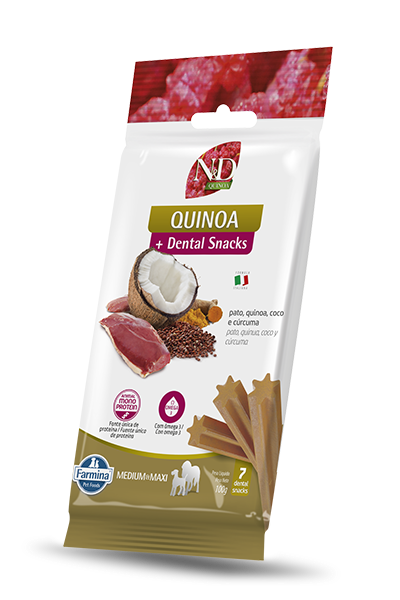 Pato, Quinoa, Coco e Cúrcuma Petiscos Dentais Medium & Maxi